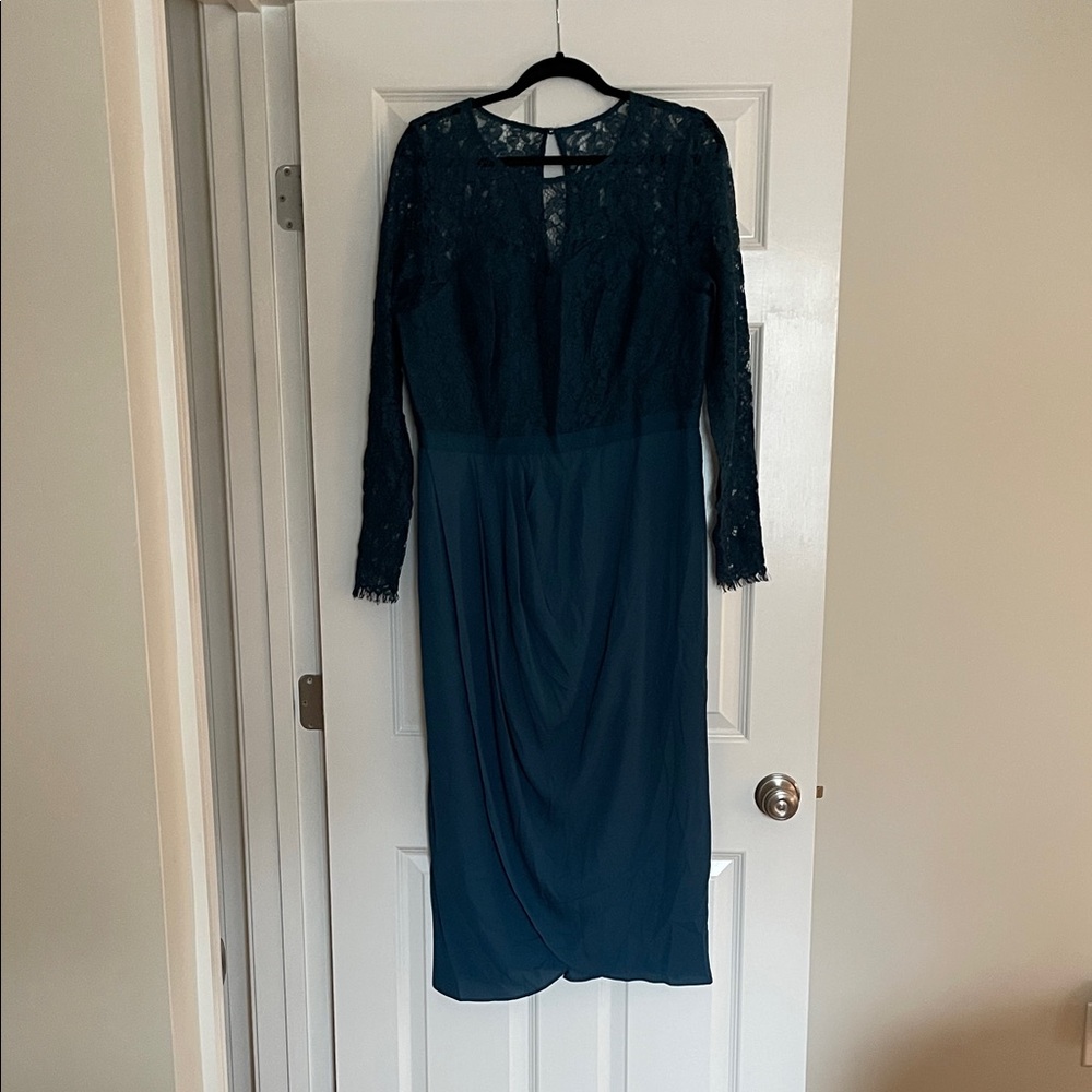 City Chic Teal Long Sleeve Lace Dress